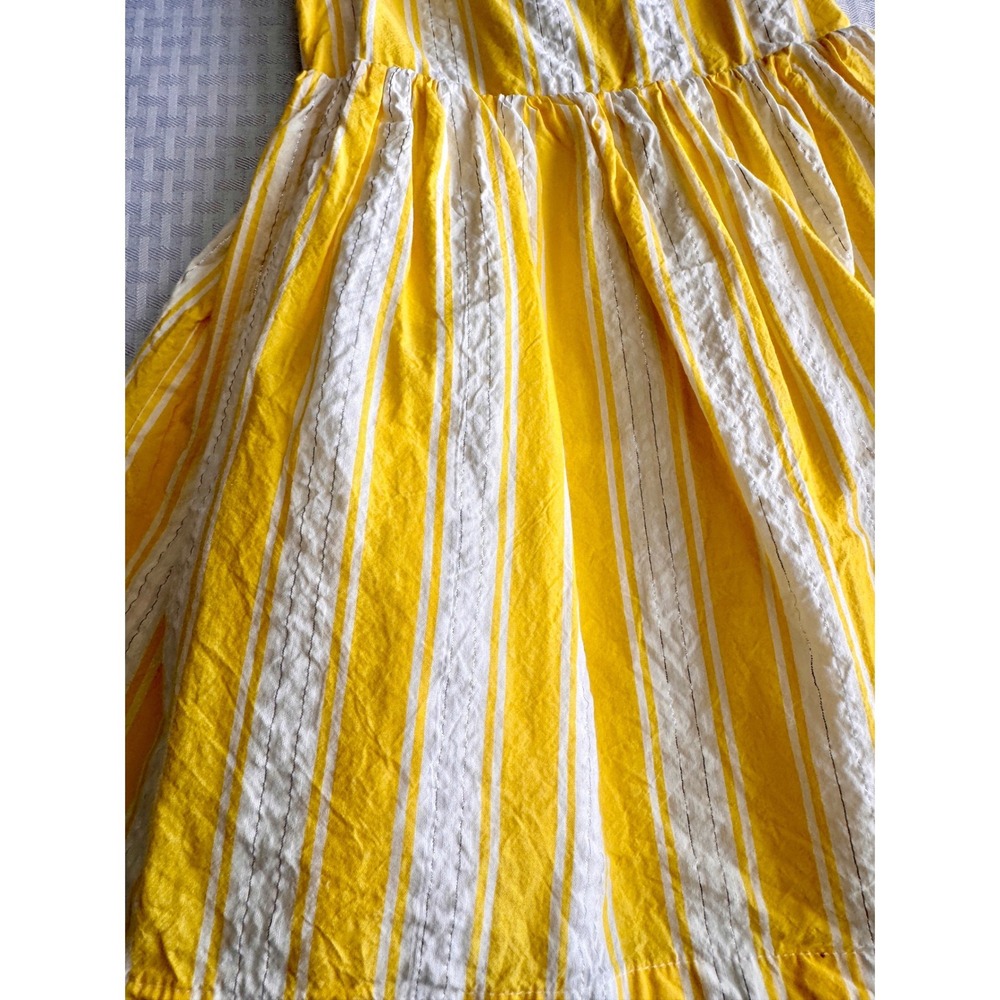 Tahari Girls Yellow White Stripe Metallic Sundress Smocked Back Cutout Bow Tie - Picture 8 of 11